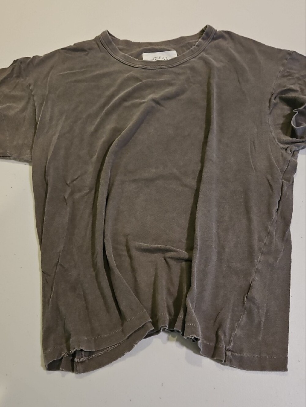THE GREAT. Women's Washed Brown Crewneck Tee 0244